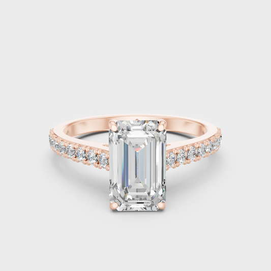 1.62 Ct Emerald & Round Cut Lab Grown Diamond Ring