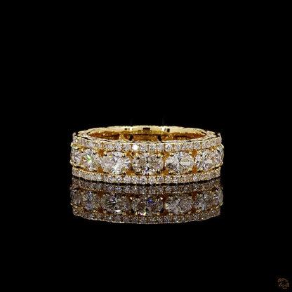 Yellow gold lab grown diamond band 3.96 carat oval and round cut