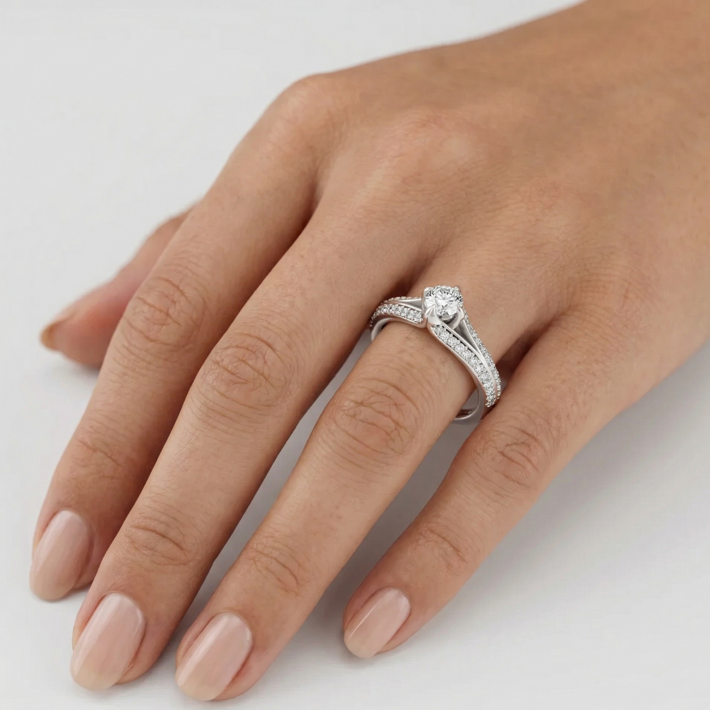 White Gold Round-Cut Lab Diamond Ring 