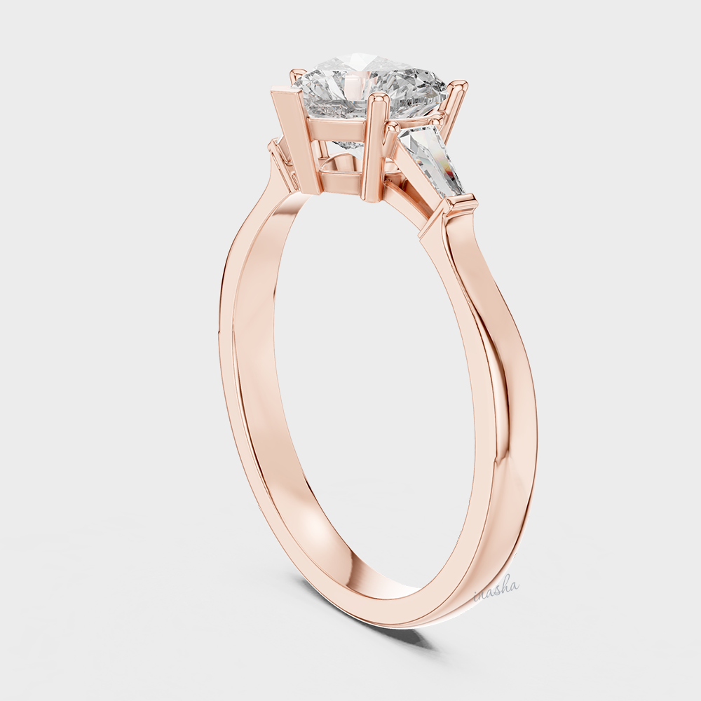 Heart Shape Lab Grown Diamond Trio Ring in Rose Gold