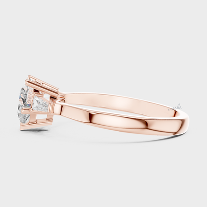 Premium Lab Grown Diamond Trio Ring in Rose Gold