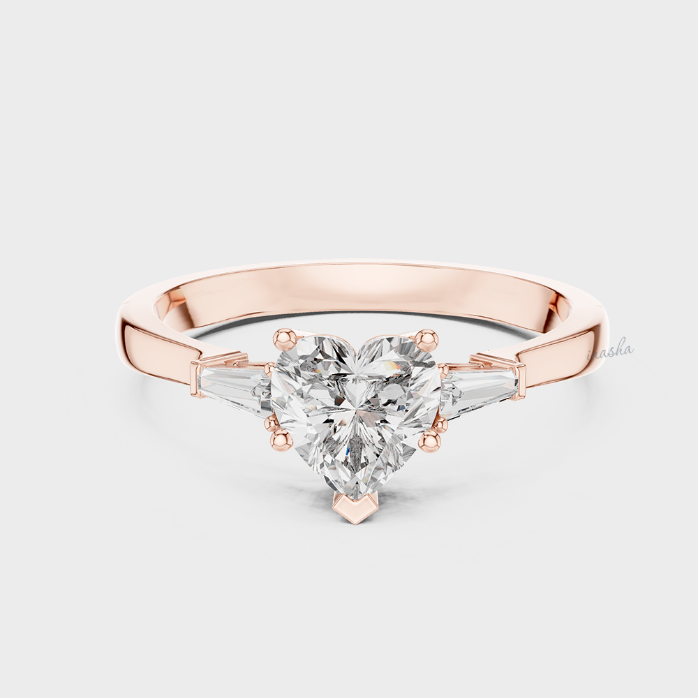 Rose gold ring with a heart-shaped diamond 
