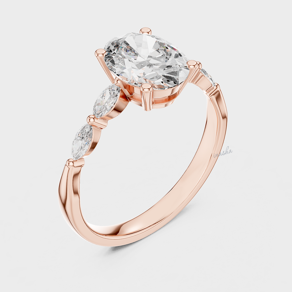Custom Lab Grown Oval Diamond Ring in Rose Gold
