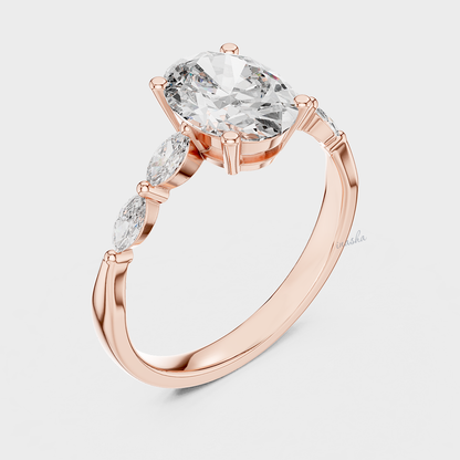 Custom Lab Grown Oval Diamond Ring in Rose Gold