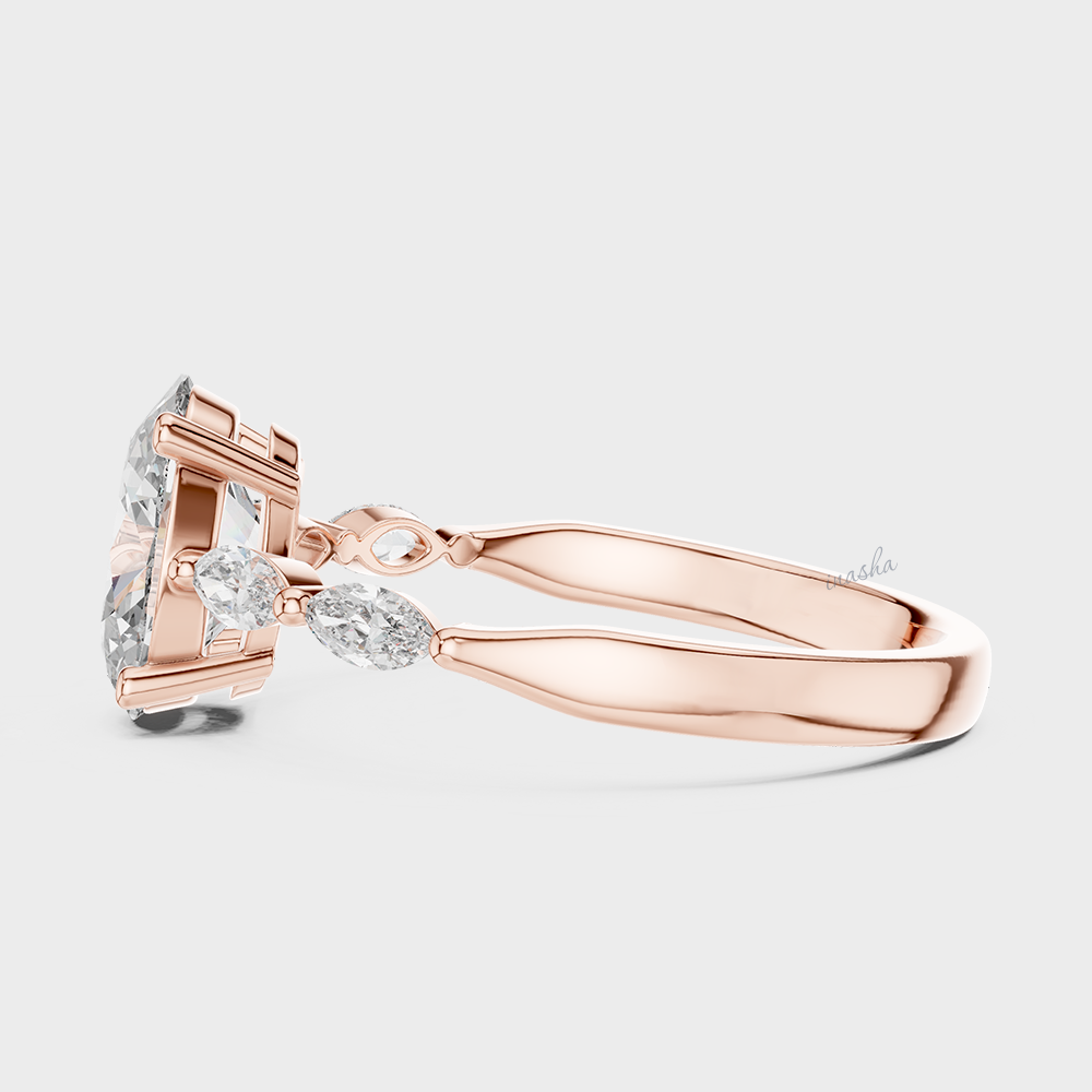 Rose gold ring with diamond accents 