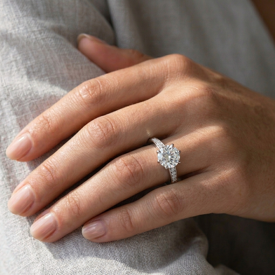Round Lab Diamond Ring For Maximum Shine in Platinum