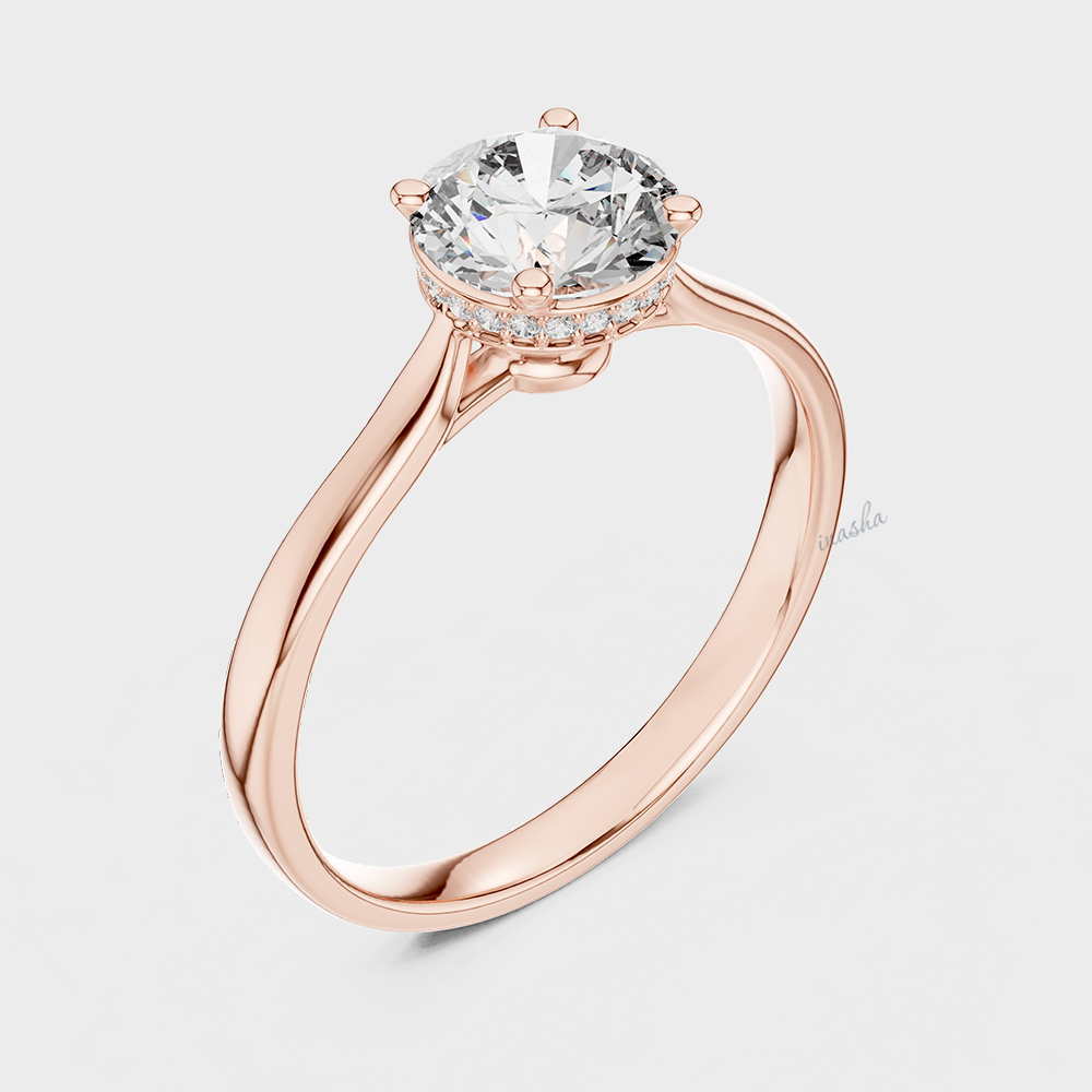 rose gold hidden halo lab grown diamond ring