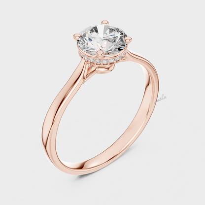 rose gold hidden halo lab grown diamond ring