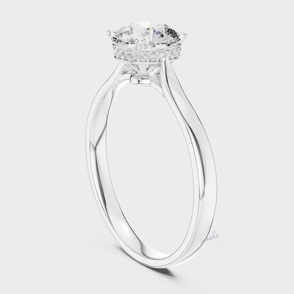 white gold hidden halo lab grown diamond ring