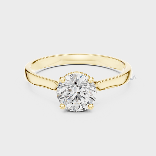 yellow gold hidden halo lab grown diamond ring
