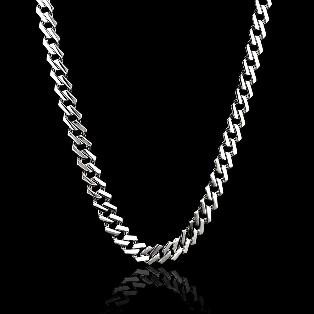Studio product shot of Inasha Diamonds 950 platinum chain for men against a dark background