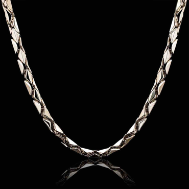 Studio product shot of Inasha Diamonds 950 platinum chain for men with unique geometric links
