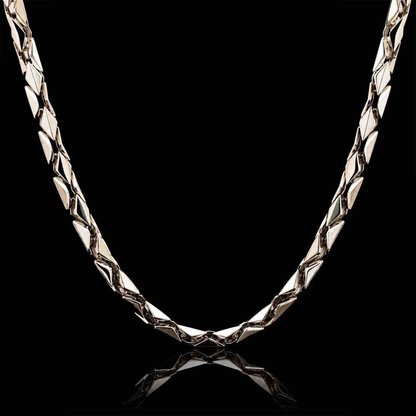 Studio product shot of Inasha Diamonds 950 platinum chain for men with unique geometric links