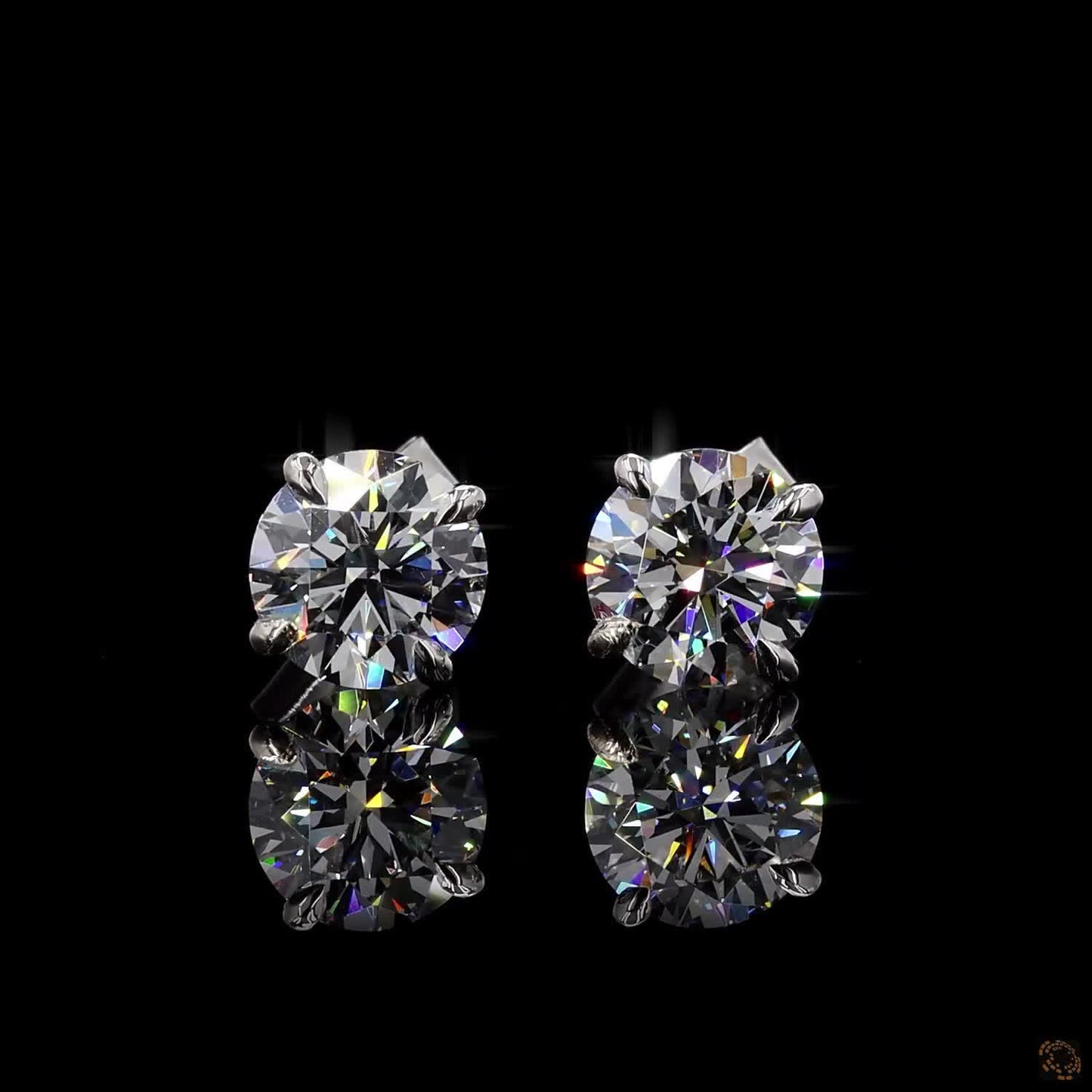 White gold lab grown diamond stud earrings 1 carat each