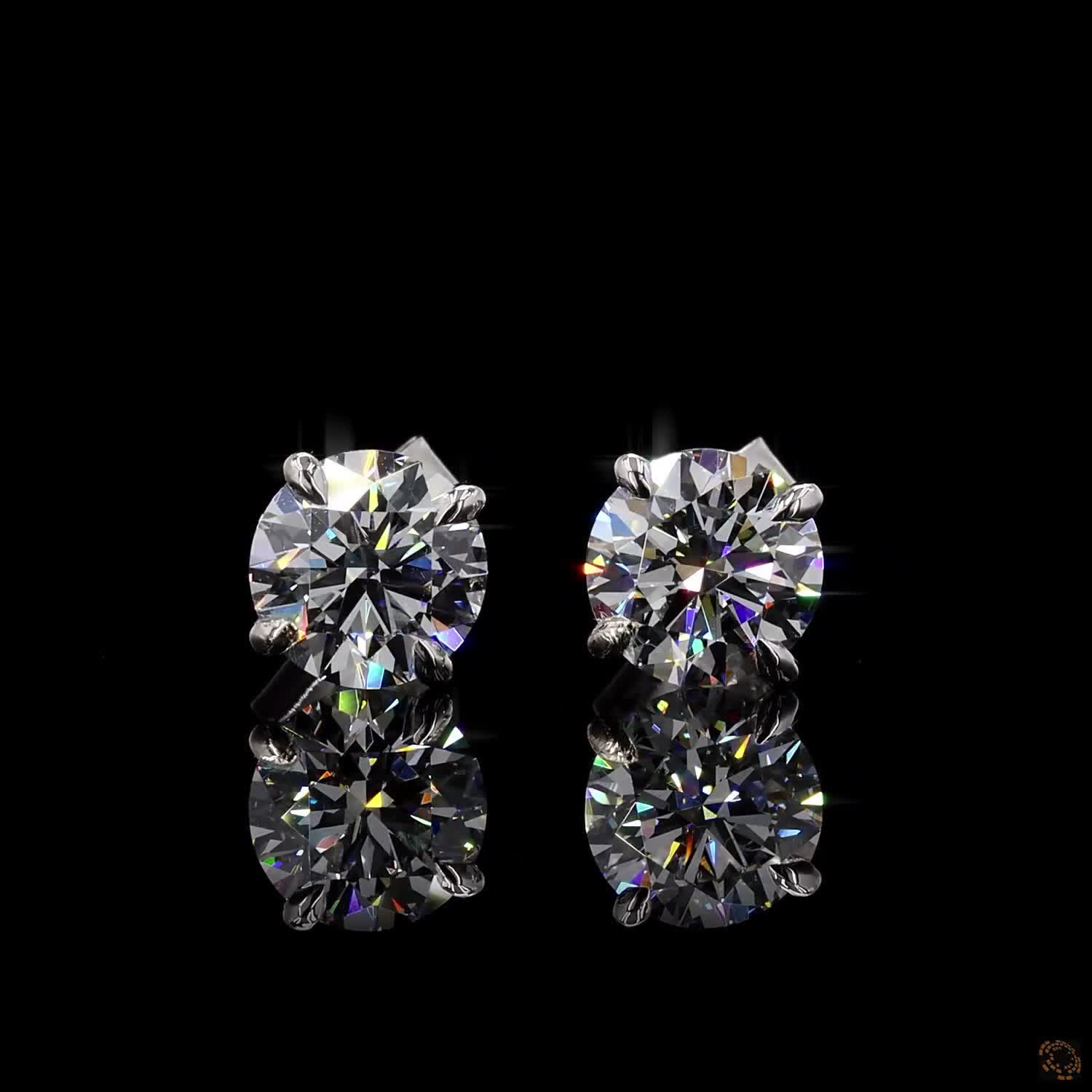 White gold lab grown diamond stud earrings 1 carat each