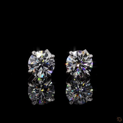 White gold lab grown diamond stud earrings 1 carat each