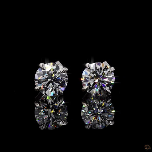 White gold lab grown diamond stud earrings 1 carat each