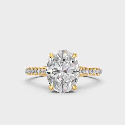 2 Carat Lab-Grown Oval Diamond Ring in 18K Yellow Gold