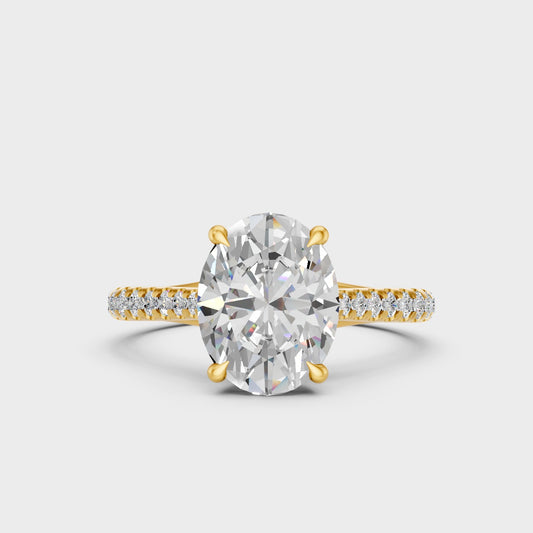 2 Carat Lab-Grown Oval Diamond Ring in 18K Yellow Gold
