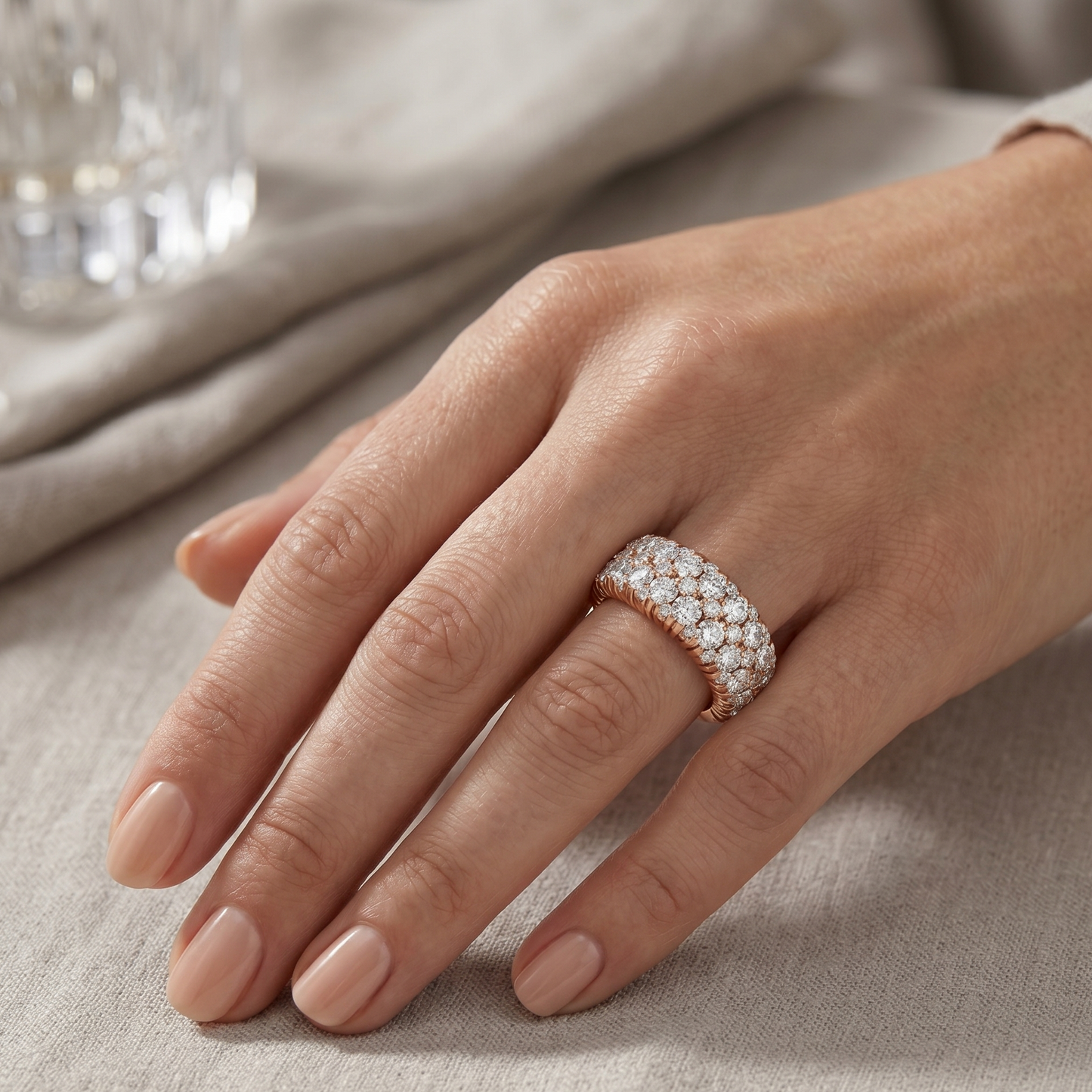 Rose Gold Diamond Band With A Brilliant Sustainable Round Diamond