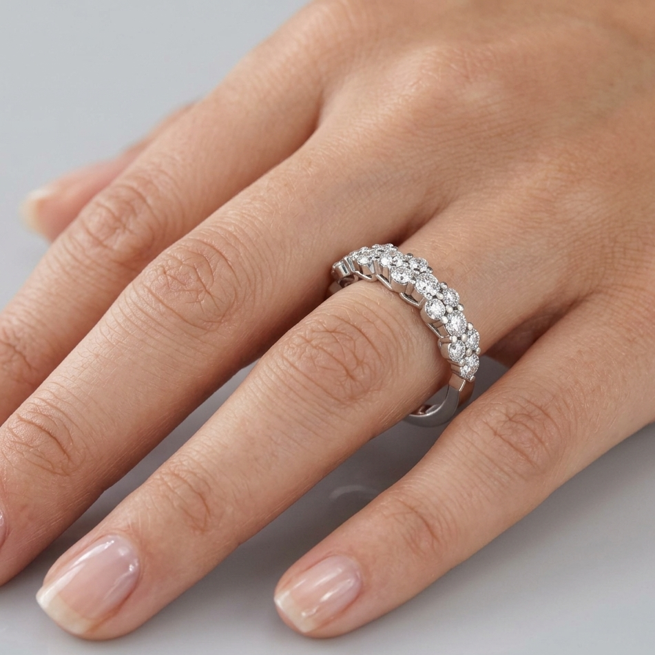 Round Lab Diamond Band For Maximum Shine in White Gold