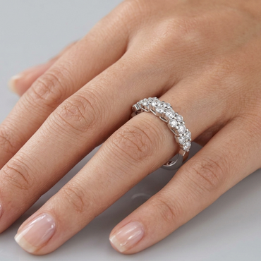 Round Lab Diamond Band For Maximum Shine in White Gold