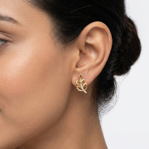 0.08 Ct total lab-grown round diamond stud earrings (0.04 Ct each), GLI certified, set in hallmarked 9K, 14K, 18K gold or 950 platinum, ethical luxury jewelry.