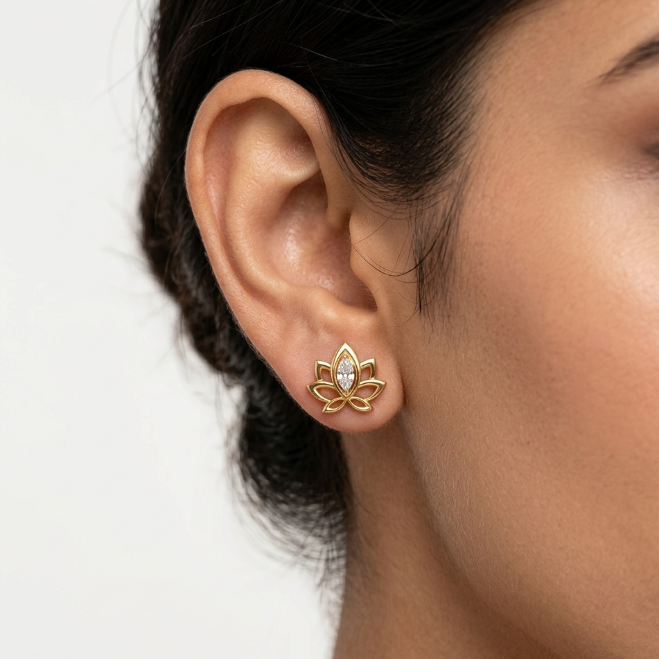 0.30 Ct total lab-grown marquise diamond stud earrings (0.15 Ct each), GLI certified, set in hallmarked 9K, 14K, 18K gold or 950 platinum, designed for ethical, brilliant luxury.