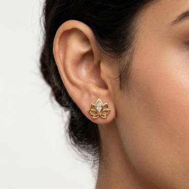 0.30 Ct total lab-grown marquise diamond stud earrings (0.15 Ct each), GLI certified, set in hallmarked 9K, 14K, 18K gold or 950 platinum, designed for ethical, brilliant luxury.