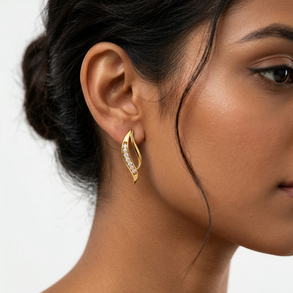0.14 Ct total lab-grown round diamond stud earrings (0.07 Ct each), GLI certified, set in hallmarked 9K, 14K, 18K yellow, white, or rose gold or 950 platinum, minimal ethical luxury design.