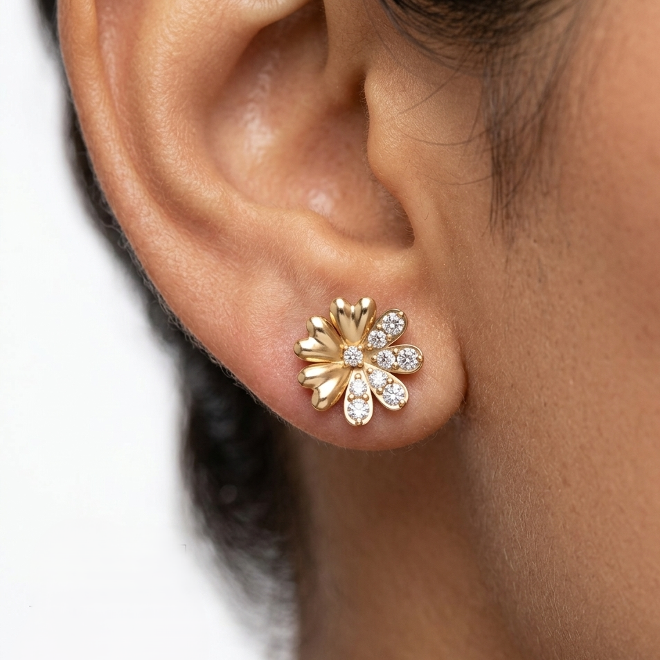 GLI-certified 0.34 carat lab-grown round diamond stud earrings (0.17 ct each) in hallmarked 9K, 14K, or 18K yellow, white, or rose gold, or 950 platinum—ethical, brilliant luxury fine jewelry.
