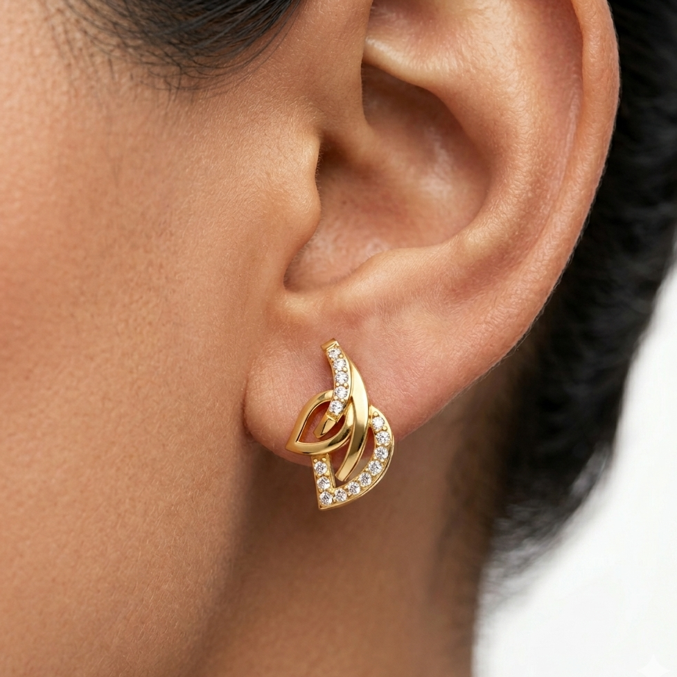 GLI-certified 0.12 carat lab-grown round diamond stud earrings (0.06 ct each) in hallmarked 9K, 14K, or 18K yellow, white, or rose gold, or 950 platinum—ethical, brilliant luxury fine jewelry.