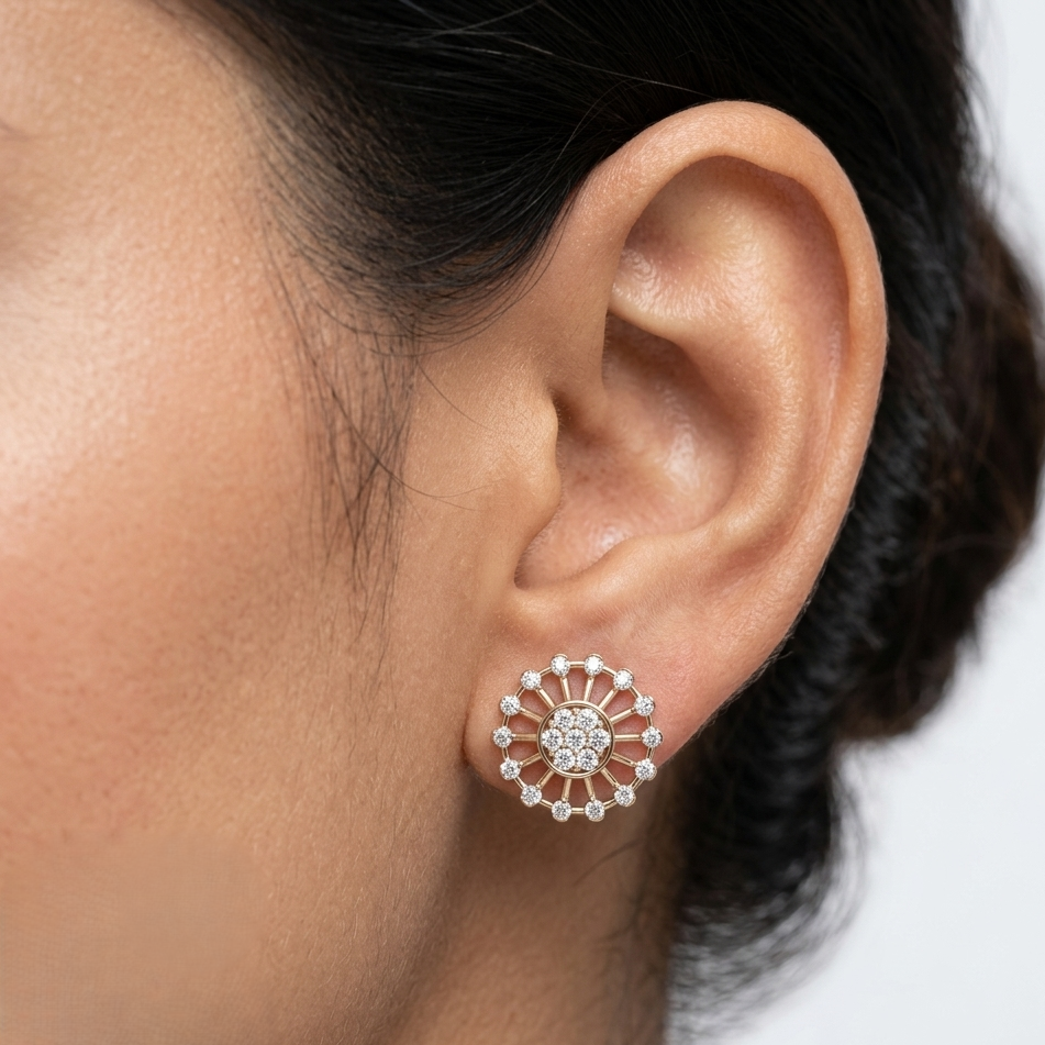 GLI-certified 0.70 carat lab-grown round diamond stud earrings (0.35 ct each) set in hallmarked 9K, 14K, or 18K yellow, white, or rose gold, as well as 950 platinum—ethical, brilliant, and luxury fine jewelry.