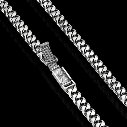 Sleek platinum Miami Cuban link chain for men