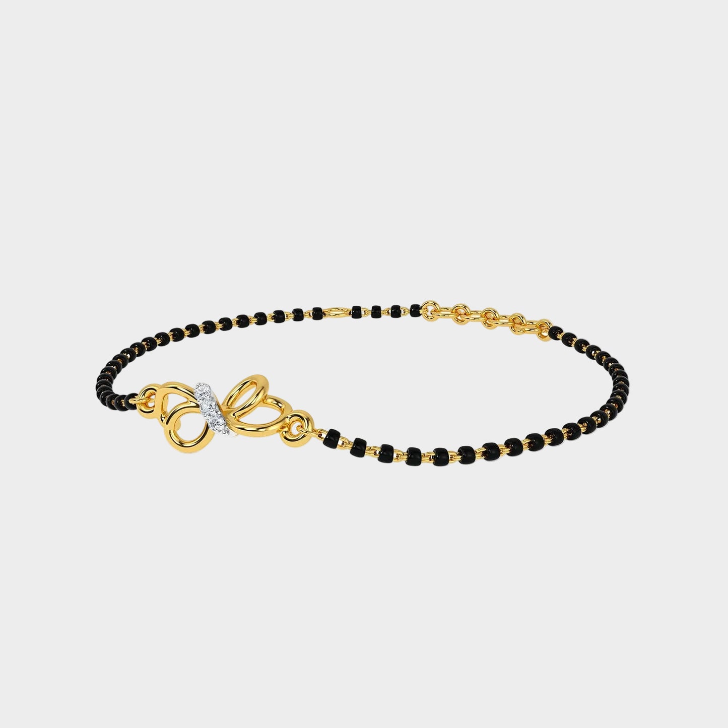 Traditional yellow gold Mangalsutra bracelet showcasing lab-grown