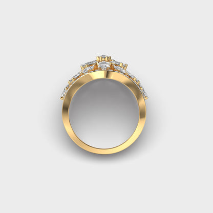 Hallmarked yellow gold cocktail ring with brilliant ethical diamonds