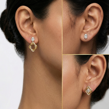 Discover Elegant Lab-Grown Diamond Convertible Earrings Featuring 0.66 Ct Total Weight Certified Oval And Round Cut Diamonds (0.33 Carat Each). Crafted In Yellow, Rose, White Gold And Premium 950 Platinum For Ethical Luxury And Brilliant Sparkle.