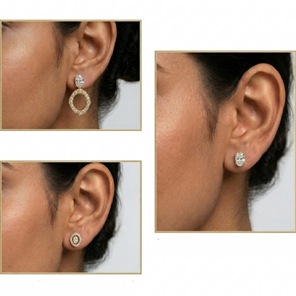 Shop Elegant Lab-Grown Diamond Convertible Earrings Featuring 1.14 Ct Total Weight Certified Oval And Round Cut Diamonds (0.57 Carat Each). Crafted In Yellow, Rose, White Gold And Premium 950 Platinum For Ethical Luxury And Brilliant Sparkle.