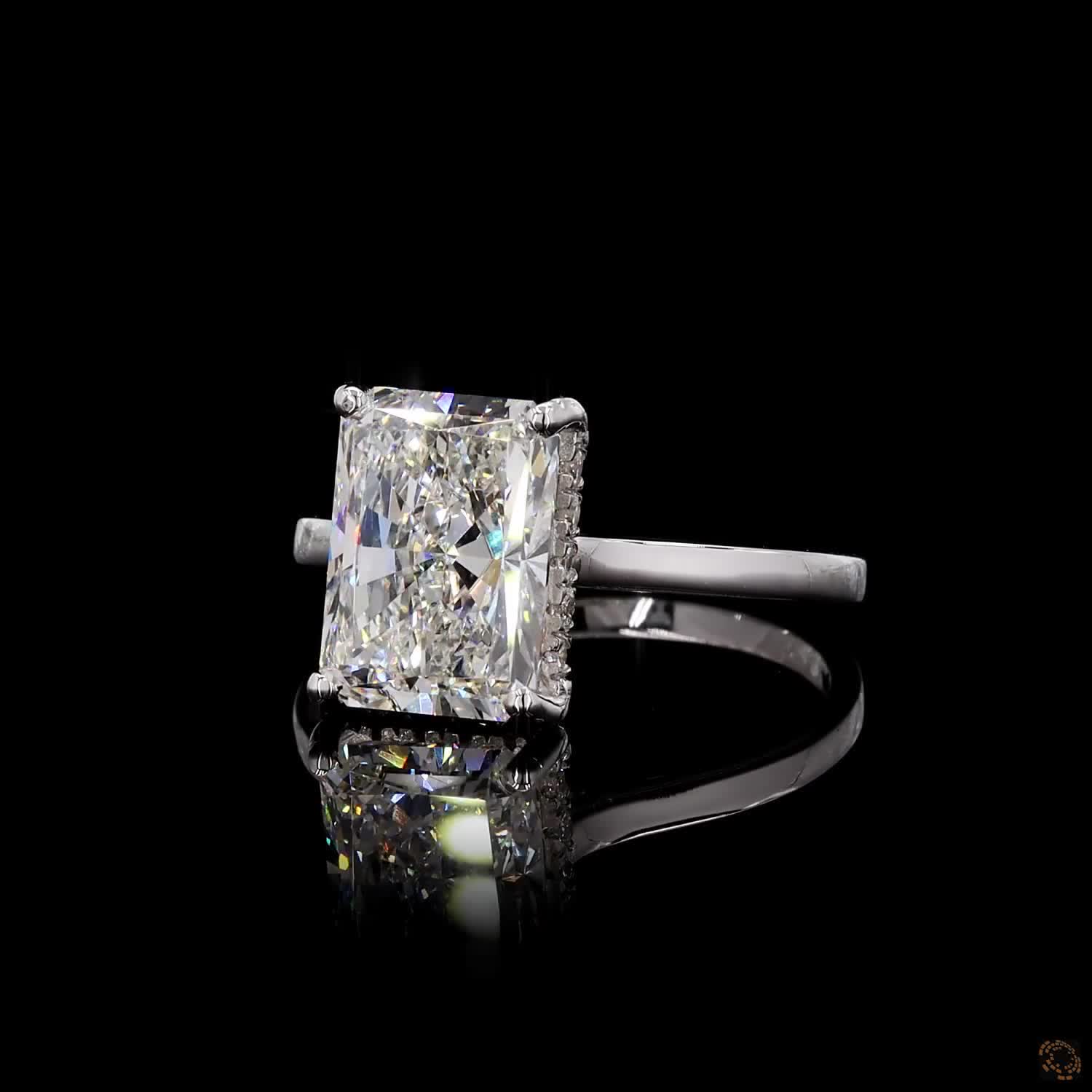 Luxury white gold lab grown diamond halo engagement ring