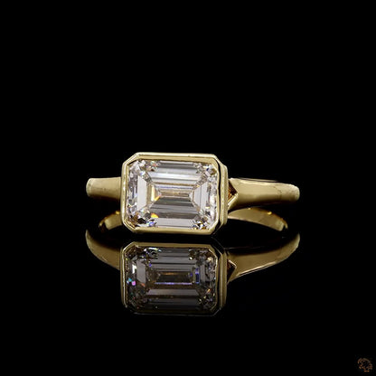 emerald cut lab grown diamond ring yellow gold