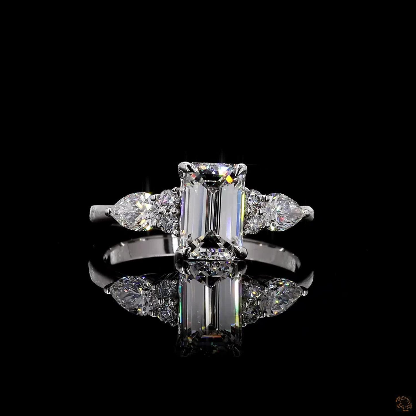 multishape lab grown diamond ring white gold emerald pear