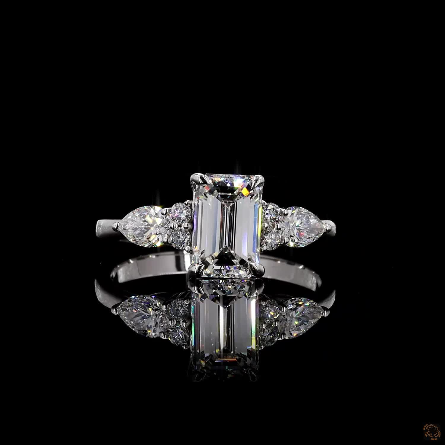 multishape lab grown diamond ring white gold emerald pear