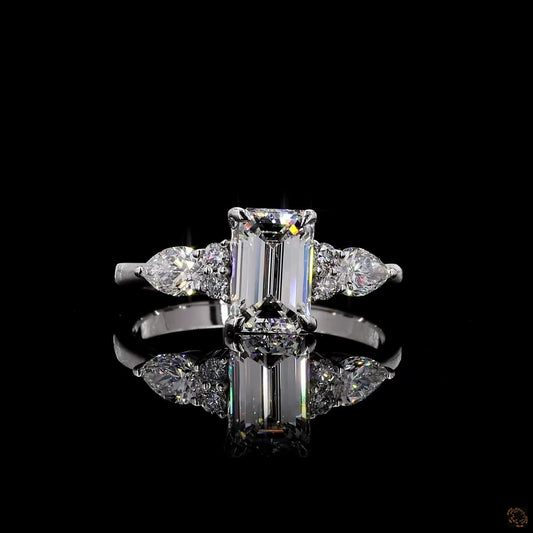 multishape lab grown diamond ring white gold emerald pear