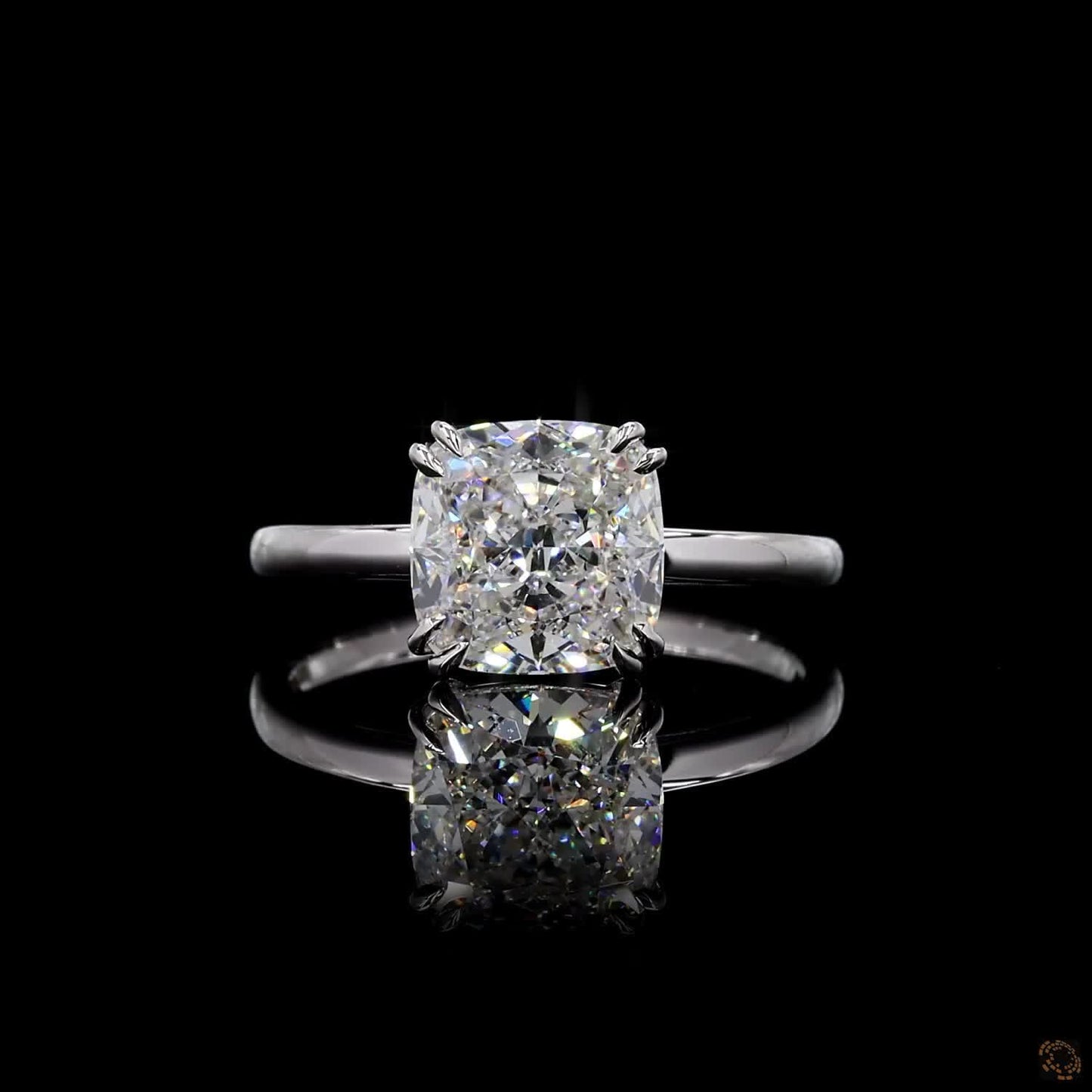3 carat square cushion cut lab grown diamond ring white gold