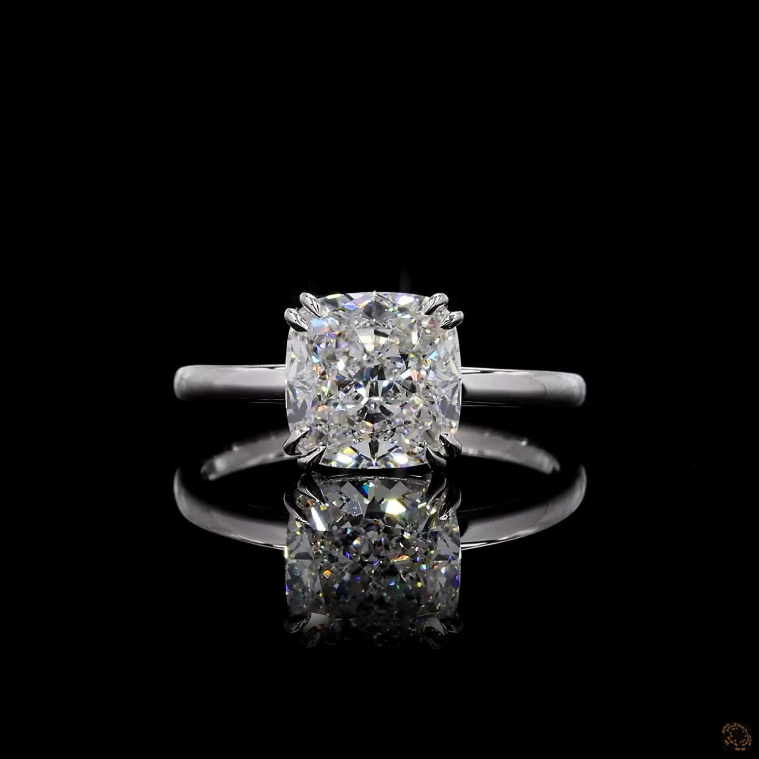 3 carat square cushion cut lab grown diamond ring white gold