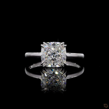 3 carat square cushion cut lab grown diamond ring white gold