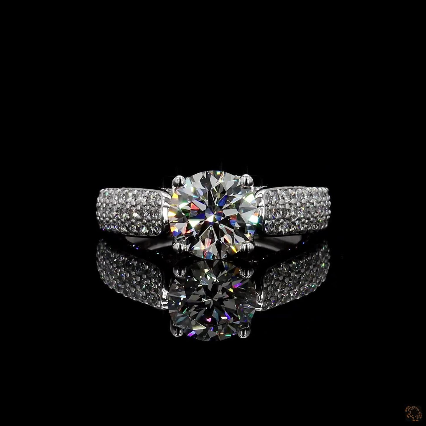 round cut lab grown diamond ring white gold 2.94 ct