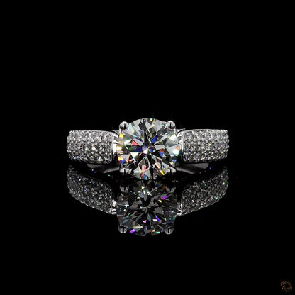 round cut lab grown diamond ring white gold 2.94 ct