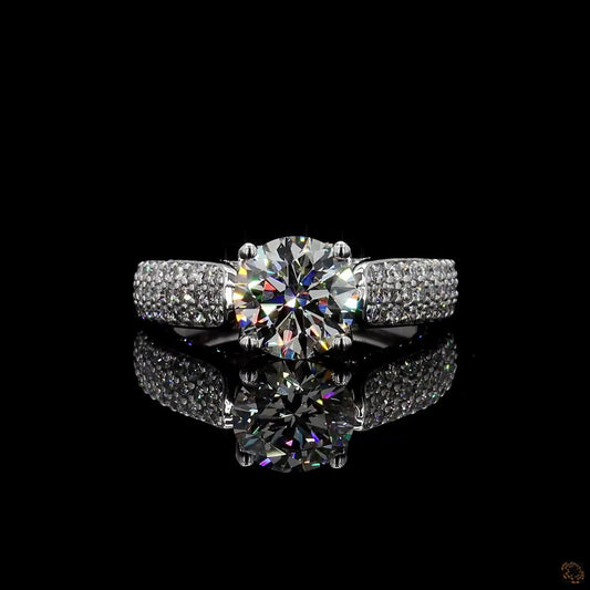 round cut lab grown diamond ring white gold 2.94 ct
