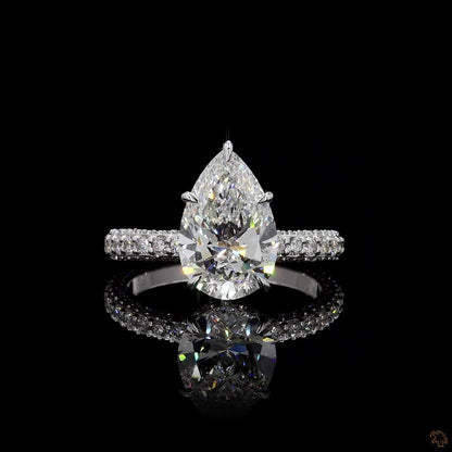 pear and round cut lab grown diamond ring white gold